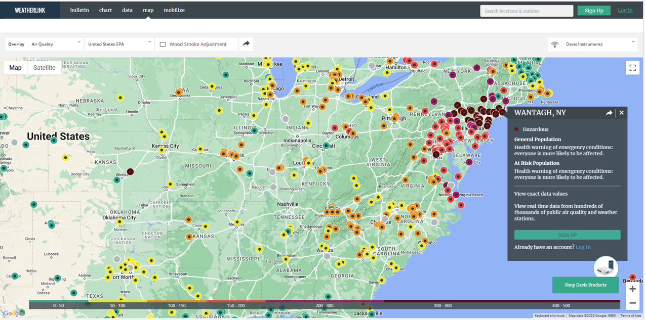 weatherlink air quality map